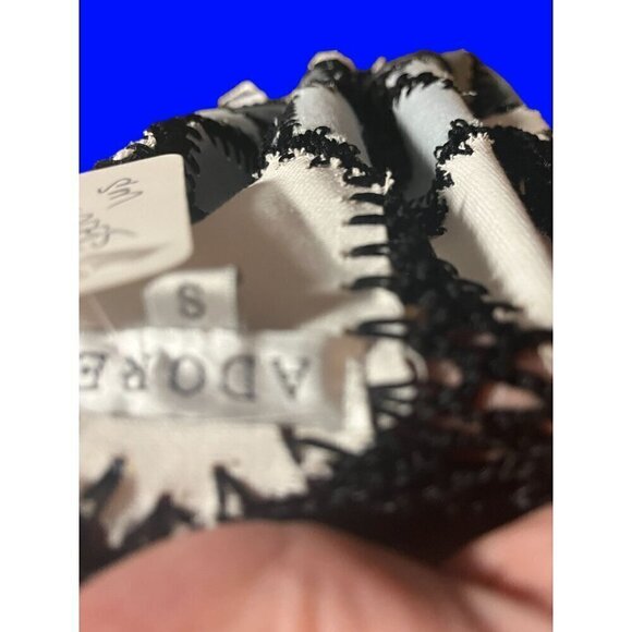 nwt fringed croucheted blouse by adore denim blues black fringes unique dressy l - Picture 7 of 13